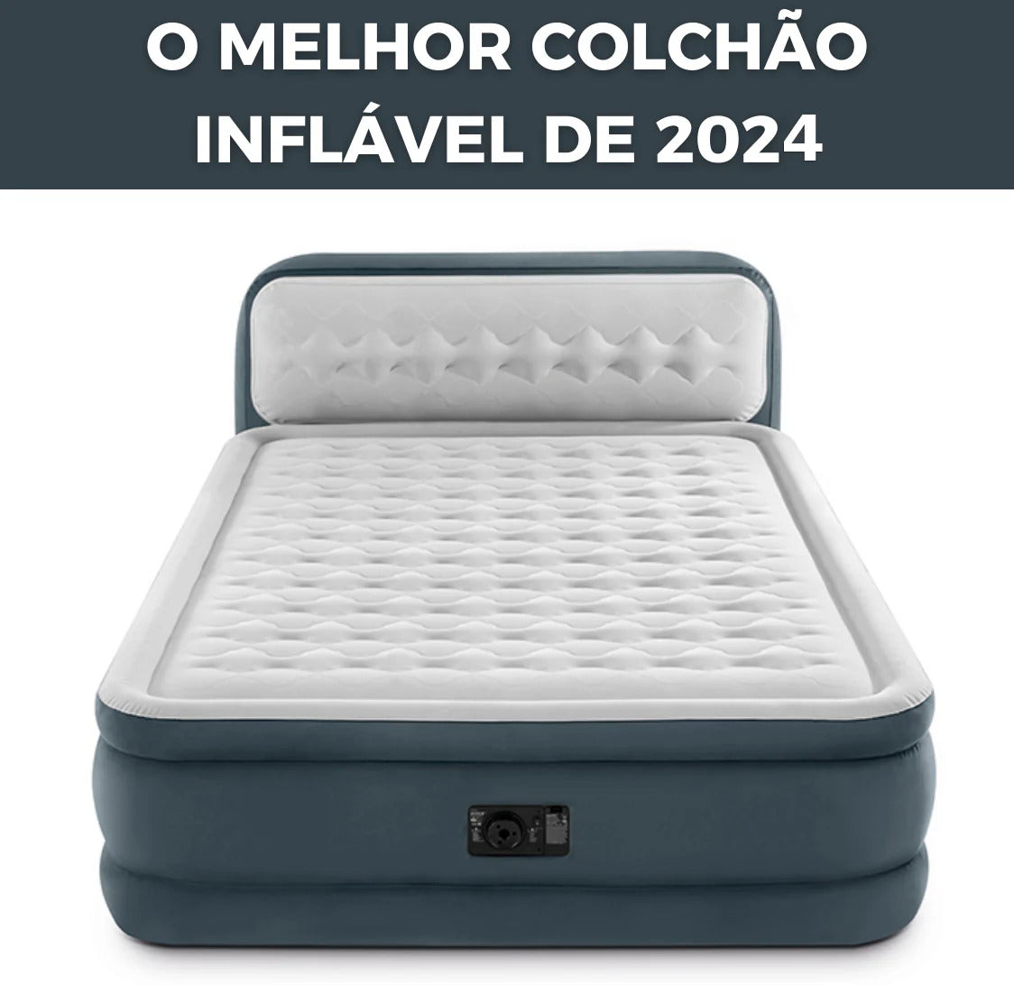 Colchão de Casal Inflável + Bomba de AR e Encosto